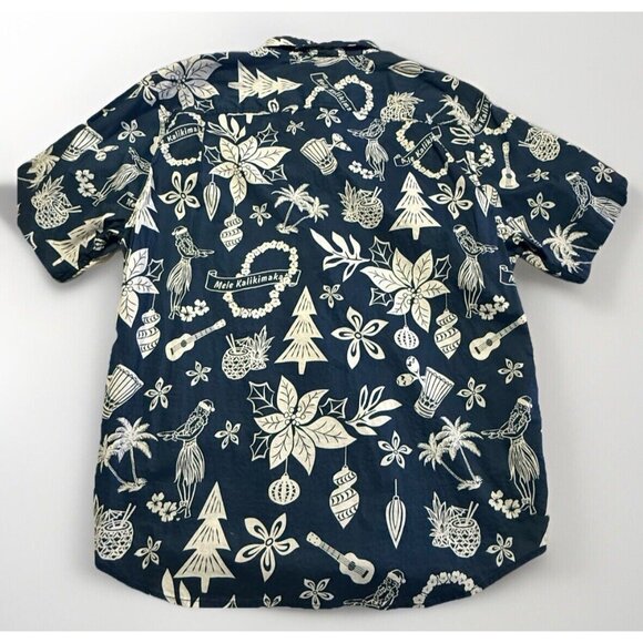 Tommy Bahama Hawaiian Shirt Mens Large Blue Christmas Mele Kalikimaka Hula Girl - Picture 4 of 4